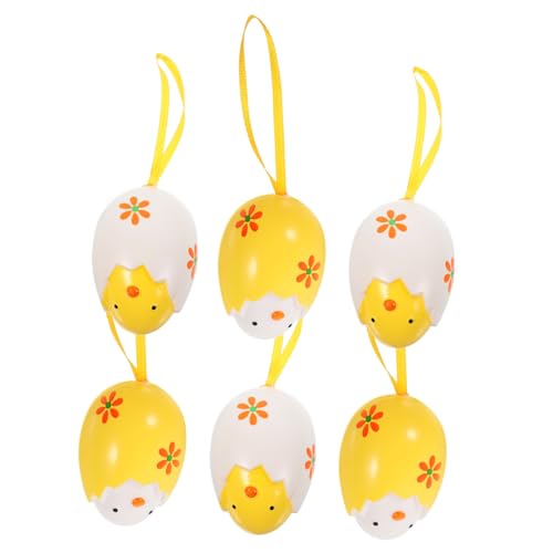 NAMOARLY 6st Eierschalen-küken-anhänger Osterei- Festival- -requisite Ostern Exquisite Osterdekorationen Zum Aufhängen Osterei-verzierung Hängende Ei-ornamente Plastik Yellow von NAMOARLY