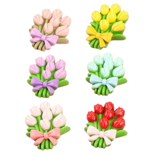 NAMOARLY 6st Künstlicher Blumenstrauß DIY Charme Blumendekor Bastelbedarf Handyhüllen-anhänger Selber Machen Bastelzubehör Selber Machen Blumenanhänger Für Die Handyhülle Reize Harz von NAMOARLY