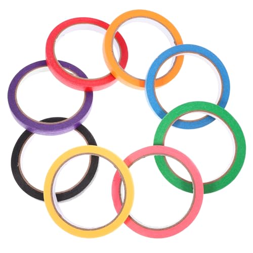 NAMOARLY 8 Rollen Farbiges Klebeband Für Kinder Buntes Klebeband Bunte Bänder Zeichenband DIY Klebeband Malerband Farbiges Klebeband Für Klassenzimmer DIY Kreppband Künstlerband von NAMOARLY