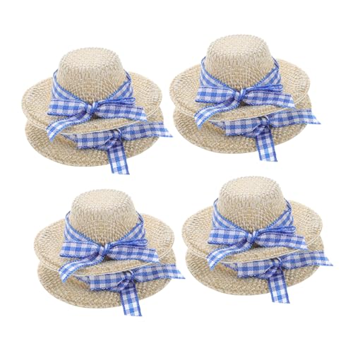 NAMOARLY 8 STK Strohhut Mini-Sombrero-hüte Mini-hexenhüte Puppenhüte Mini-strohhüte Puppenstrohhüte Mini-hüte Minihüte Zum Basteln Kleiner Tierhut Miniaturhut Puppenhaushüte Weben Beige von NAMOARLY