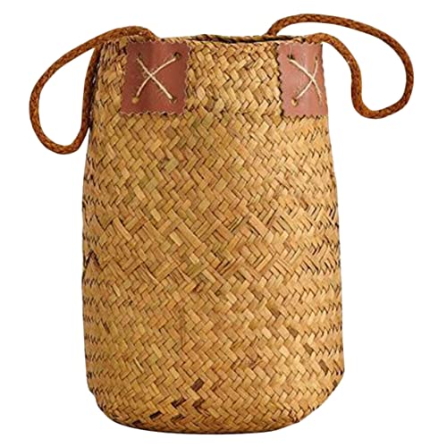 NAMOARLY Blumenkorb Aus Rattan Körbe Brotkorb Handgewebter Obst-organizer Deckel Weidenkorb Gewobener Korb Handgewebter Blumenhalter Blumenladen-korb Aufbewahrungskorb Mattes Gras Brown von NAMOARLY