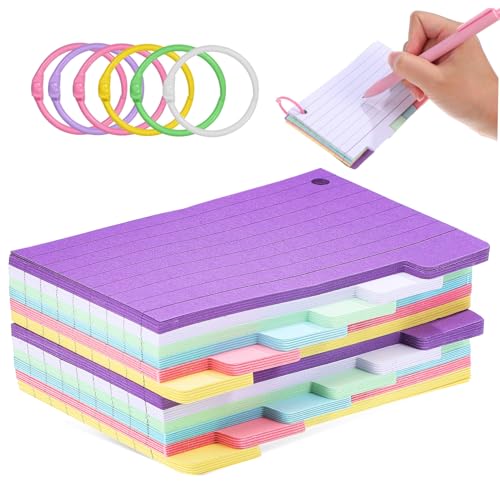 NAMOARLY Bunte Liniert Karteikarten Mit Ringen Perfekte Flash Cards Zum Lernen Und Studieren Ideal Für Schule Zuhause Und Büro Farben Zufällig Gemischt von NAMOARLY