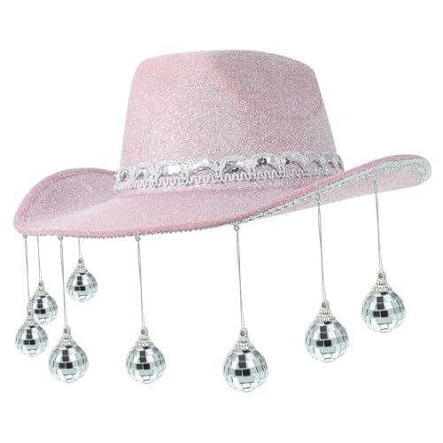 NAMOARLY Disco-Cowboyhut Neonhüte für Glow-Party Hut Frauen Strohhut Mini-Cowgirl-Hut Cowgirls Kappe damenmützen frauenmützen Disco-Outfit Cowgirl-Hut Cowgirl-Outfit-Accessoire Plastik Rosa von NAMOARLY