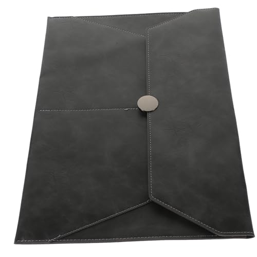 NAMOARLY Dokumententasche Aus Leder Veranstalter Von Bürorechnungen Aktenhalter Dokumentenmappen Taschen Mit Knopfleiste Kunstlederbeutel Für Herren Aktenorganizer Aus Kunstleder Grey von NAMOARLY