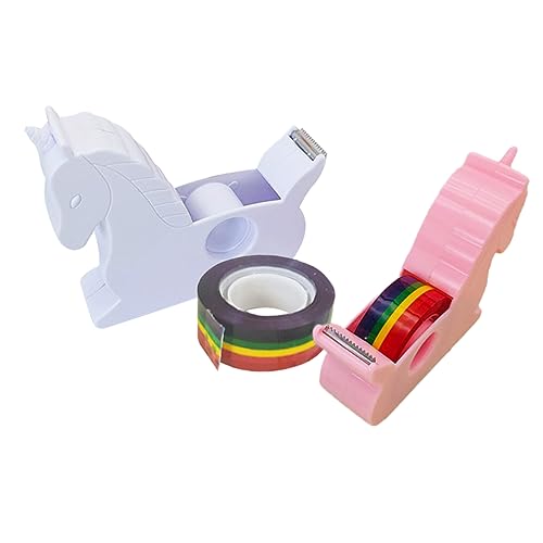 NAMOARLY Einhorn Klebebandabroller Mit Niedlichem Design Klebebandspender Für Büro Und Schule Inklusive Klebeband Kleiner Tape Cutter Bunte Farben Zufällige Auswahl von NAMOARLY