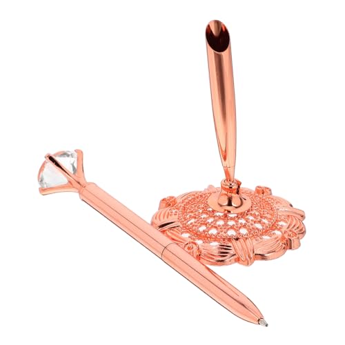 NAMOARLY Gegenstift Visitenkarteninhaber Karte Visitenkarten Schnallenhalterung Rhinestone Kugelschreiber Dekorativer Tischstift Hochzeitsstift Verlobungsstift Gast Stift Metall Rose Gold von NAMOARLY