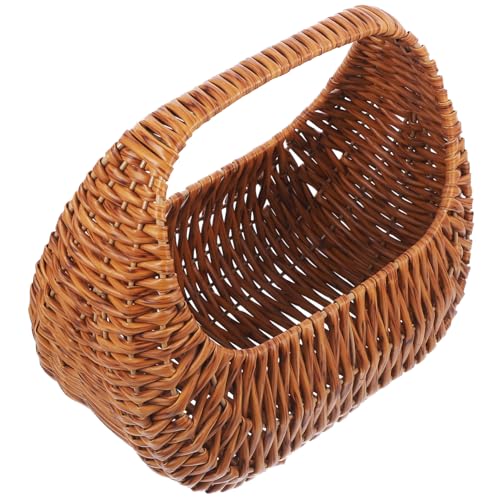 NAMOARLY Knoblauchhalter Imitation Rattan Blumenkorb Vintage Obstkorb Halbmond-handtasche Rustikaler Picknickkorb Korb Mit Blütenblättern Blumenhalterkorb Braut Nachtisch Pp Mehrzweck von NAMOARLY