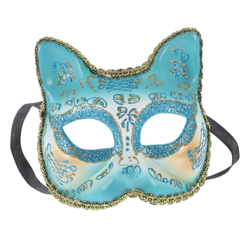 NAMOARLY Maske Halloween Cosplay Dekorativ Katzenkopf Partygeschenk Partyzubehör Sky-blue Plastik von NAMOARLY