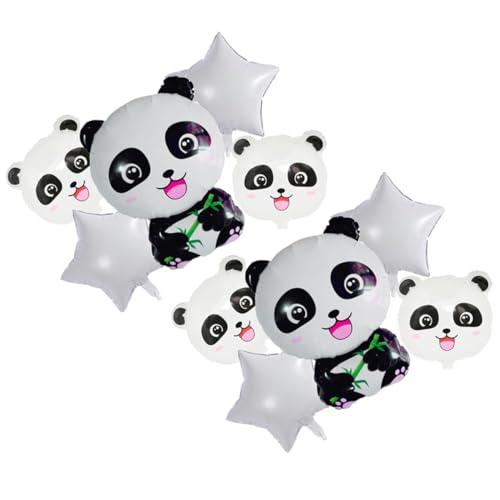 NAMOARLY Panda Folienballon Set Kreative Cartoon Folienballons Für Partys Festdekorationen Weiße Sterne Panda Köpfe 2 Sitzende Pandas von NAMOARLY