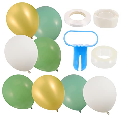 NAMOARLY Retro Grün Und Gold Luftballons Latex Ballons Für Geburtstagsfeier Shower Und Hochzeiten Dekoration Mit Weißen Luftballons Und Festlichen Accessoires von NAMOARLY