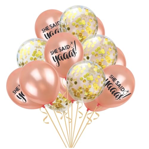 NAMOARLY Roségold She Said Yaaas Und Konfetti Latex Ballon Set Für Hochzeit Brautdusche Bachelorette Und Verlobungsdekorationen Perfekte Party Deko Roségold von NAMOARLY