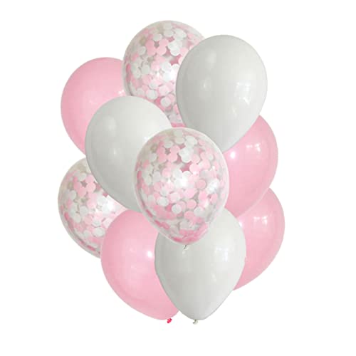 NAMOARLY Runde Konfetti Ballon Set Pink Latex Ballons Für Geburtstagsfeier Shower Hochzeiten Und Jubiläen Party Deko Mit Konfetti Ballons von NAMOARLY