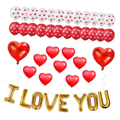 NAMOARLY Valentinstags Dekoration I LOVE YOU Ballon Set Herzform Latexballons Und 46 Teiliges Set Mit Buchstabenballons Herzballons Und von NAMOARLY