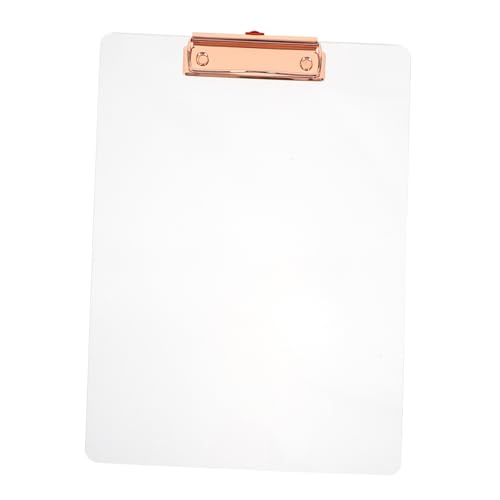 NAMOARLY transparenter Ordner Speicher-Zwischenablage kleines Klemmbrett Bretter Pflegeklemmbrett Planke schreibtafel buchstabentafel Schüler-Schreibblock Acryl-Schreibblock Eisen Rose Gold von NAMOARLY