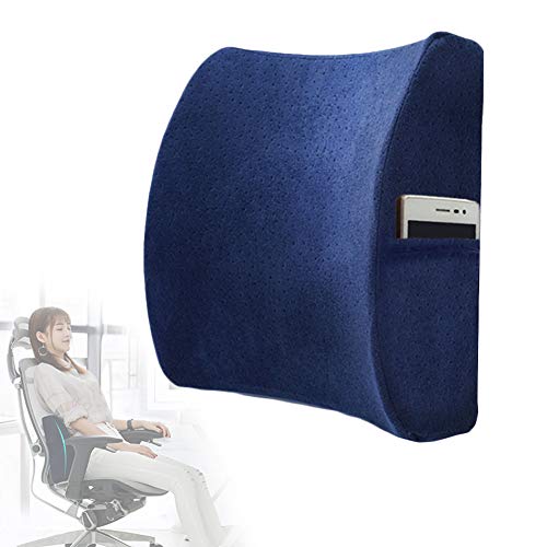 NANANA Orthopädisches Rückenkissen, Ergonomisches Lendenkissen Samtstoff, Bürostuhl und Reisen zur Rückenstützung,33X30x10.5/36X31x12cm,Blau von NANANA