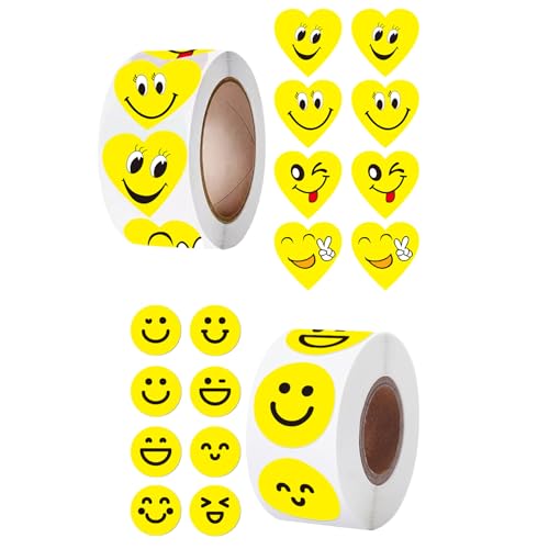 NANYU 1000 Stück Smiley Sticker Rolle - Smiley Aufkleber Glitzer Sticker Aufkleber Für Kinderbelohnung Unique Smile Aufkleber Smiley Belohnung Mood Stick Smiley Sticker Lehrer Sticker Aufkleber von NANYU