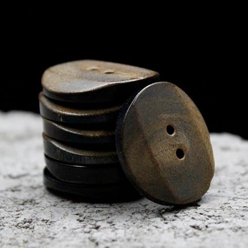 NANZU 10 Stück 14/18/20/25/30MM Retro brennende große echte Hornknöpfe Anzug Set 100% Büffelhornknöpfe 2 Löcher runde Mantelknöpfe zum Basteln von NANZU