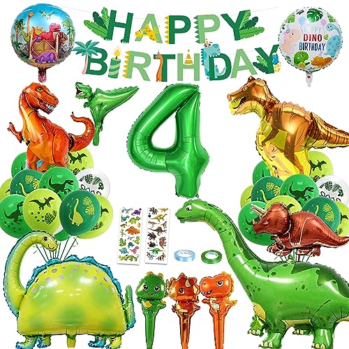 NAOLIU Dinosaurier Geburtstag Deko 4 Jahre, Dino Deko Kindergeburtstag,Dino Geburtstag für Dino Party Dekoration Dschungel Geburtstag, Dino Kindergeburtstag Deko von NAOLIU