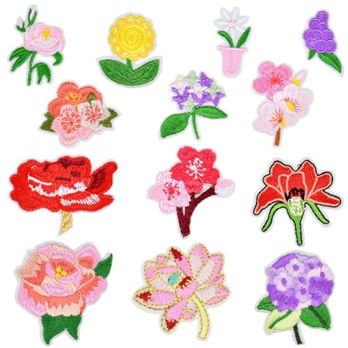 NAROSEBE 13 Stück Aufnäher Patches Blumen Aufbügel Bügelflicken Patches zum Aufbügeln Blume Gestickte Flicken Aufnäher Blumenranke Buegelbilder Bestickte Patches Sticker für DIY Kleidung Jeans (B) von NAROSEBE