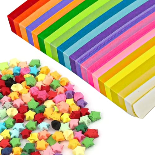 NAROSEBE 2000 Stern Origami Streifen Papierstreifen 1cm Origami Papier 3d Sterne Bunte Papierstreifen zum Basteln Origami Papier Zum Schreiben Von SegenssprüChen Für Freunde, Familie von NAROSEBE