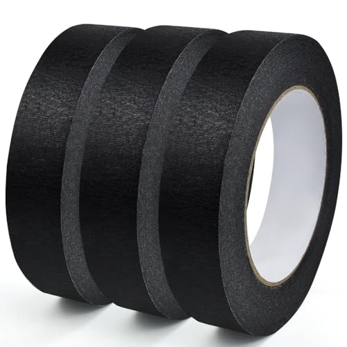 NAROSEBE 3 Rollen Schwarzes Malerband Kunsthandwerk Klebeband Abdeckband Kreppbänder Schmales Malerabdeckband Masking Tape Dekorieren Malerband für Auto Schule Büro Heimwerkerprojekte, 50mx2,5cm von NAROSEBE