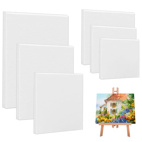 NAROSEBE 6 PCS Leinwand auf Keilrahmen Set Leinwandbrett Sortierte Größe Canvas Set Keilrahmen zum Bemalen Leinwand Leer Set Keilrahmen Acryl Öl Leinwände zum Malen für Ölfarben Skizzieren Zeichnen von NAROSEBE