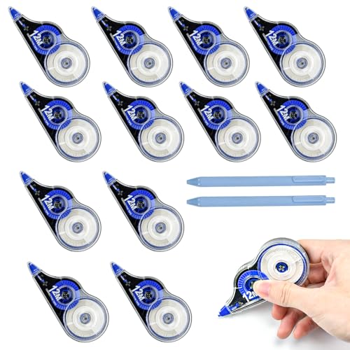 NAROSEBE12er Korrekturroller Klein Set 12m x 5mm Korrekturband Abroller Mini Korrekturmaus Roller Correction Tapes mit Schutzkappe Korrekturbänder Set für Büro Zuhause Schule von NAROSEBE