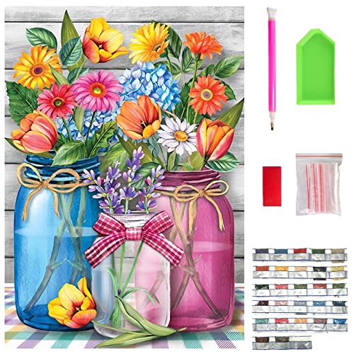 DIY Blumen Diamond Painting Set für Anfänger, Rund 5D Diamond Art für Erwachsene, Kunst Bastelsets als Geschenke für Familie, Freunde und Kollegen, Wanddekoration Diamant Malerei 40 x 30cm. von NASHRIO