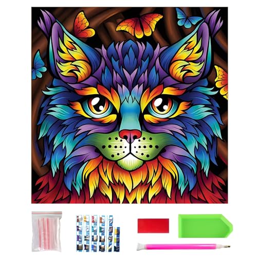 NASHRIO Diamond Painting Set, 5D Diamant Painting Bilder Set, DIY Voll Diamant Painting Bilder für Home Wanddekoration für Kinder und Erwachsene, Kreuzstich Bilder Home Wand Dekor (Bunter Tiger) von NASHRIO