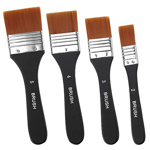 Pinsel für Acrylfarbe – 4-teiliges Set mit hochwertigen Künstlerpinseln, professionelle Qualität, flache Borsten, Nylonpinsel, ergonomisches einteiliges Design, praktisch und vielseitig, perfekt für von NASHRIO