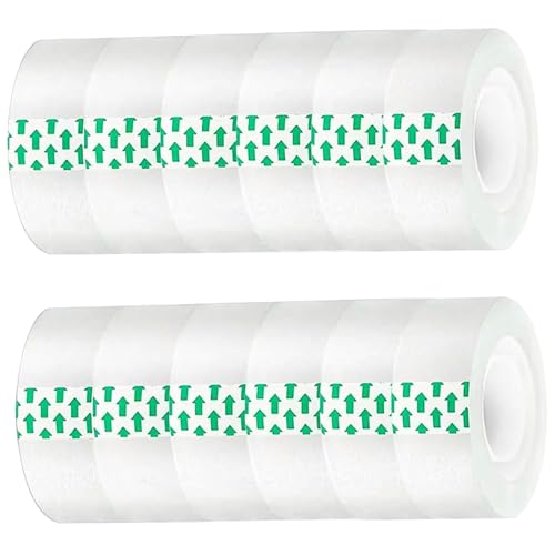 12pcs Clear Tape 82ft Langes Bopp -Klebeband mit 0,7 '' Breite Starke Haftung transparenter Klebebandspender Nachfüllrollen mit ausgezeichneter Haltestrom zum Versiegelungs- und Beschriftungsschutz von NASSMOSSE