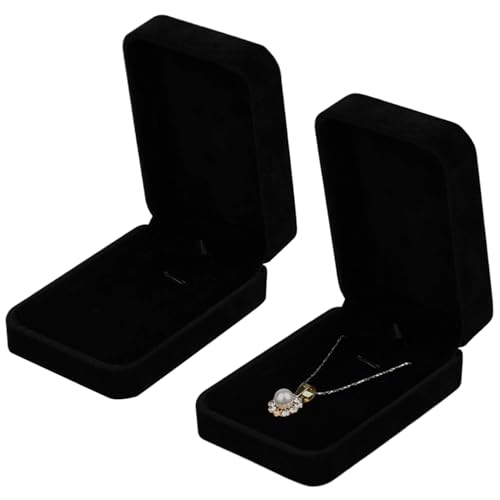 2pcs Schmuck Geschenkboxen Anhänger Aufbewahrungsdisplay Velvet Schmuckschachtel 3.9x2.8x1.4 Zoll Schwarze kleine Schmuck Geschenkbox für Jubiläum Valentinstag Geschenkversorgungen von NASSMOSSE