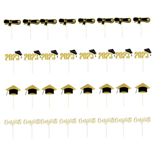 NASSMOSSE 32pcs Abschluss Cupcake Toppers 2023 Mini -Klasse von 2023 Cupcake Toppers Supplies Glückwunsch Grad Cap Diploma Cupcake Picks für die Abschlussfeier von NASSMOSSE