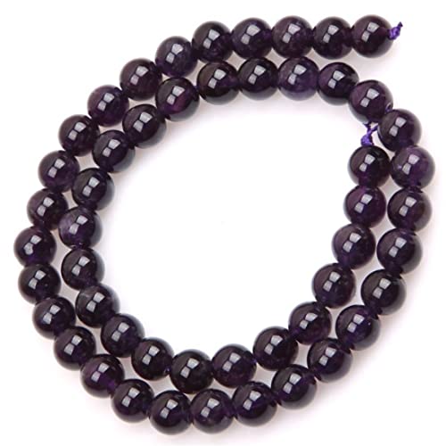 8 mm runde natürliche Amethyst -Edelsteinperlen Strand 15, Schmuck Perlen machen von NASSMOSSE