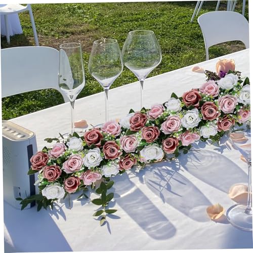 NASSMOSSE 2pcs Blumenwand Kulisse lebensechte falsche Rosenblume Hochzeitsbogen Blumen 19,7 x 9,8 Zoll Hochzeitsblumen für Hochzeit Esstisch Wohnzimmer Dekoration, Stil 2 von NASSMOSSE