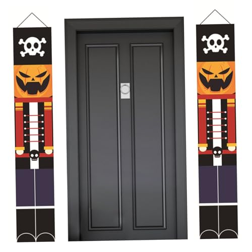 NASSMOSSE Halloween Door Banner 11.81x70,87 Zoll 1 Paar Halloween Veranda Banner Trick oder Veranda Schilder mit Kürbisschädel Muster Willkommenszeichen für Haustür Halloween Dekorationen von NASSMOSSE