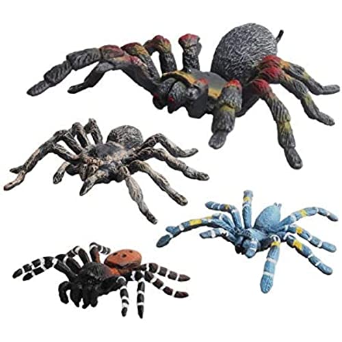 NASSMOSSE Simuliertes Spinnenmodell Realistische Spinnenfiguren Kunststoff Spider Action Figur für die Sammlung wissenschaftlicher Bildung, Set von 4 Halloween -Dekor -Accessoires von NASSMOSSE