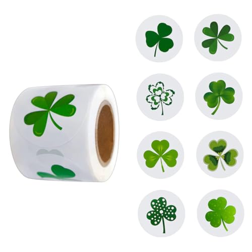 NASSMOSSE St. Patricks Day Aufkleber Shamrock -Aufkleber 4 Blattaufkleber Green Lucky Sticker für Partyversorgung von NASSMOSSE