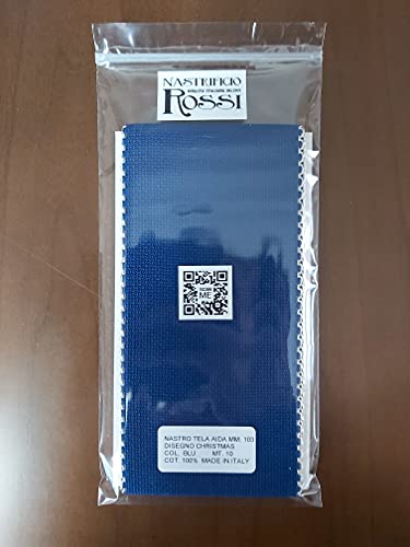 NASTRIFICIO ROSSI SAS Aida-Stoffband, 2,5 m, Variante Weihnachten (83 mm, blau/silber) von Fiico