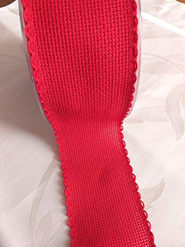 NASTRIFICIO ROSSI SAS Leinwandband Aida 2,5 m Variante Weihnachten (53 mm, rot) von Fiico