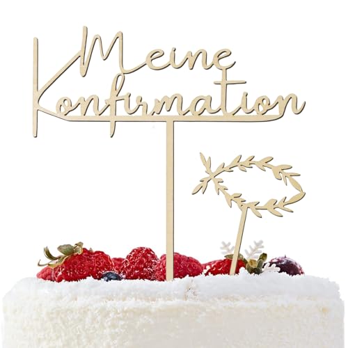 NATOSU 2 Stück Kuchenaufsatz zur Konfirmation, hölzerner Konfirmationskuchenaufsatz, Kuchenaufsatz, Konfirmation, Fischkuchen, Dekoration für Konfirmation, Jungen und Mädchen von NATOSU