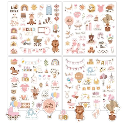 NATOSU 4 Bögen Baby Fotoalbum Sticker Scrapbook Zubehör Baby Sticker Taufe Aufkleber Taufe Baby Party Deko für Fotoalbum Karten Taufe Kommunion Konfirmation Geschenke von NATOSU