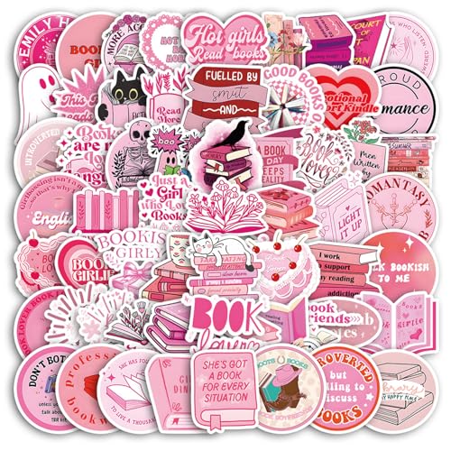 NATOSU 60PCS Pink Bookish Stickers,Book Stickers for Kindle,Booktok Reading Stickers,Aesthetic Kindle Stickers,Bookish Gifts for Woman,Girl,Book Lover von NATOSU