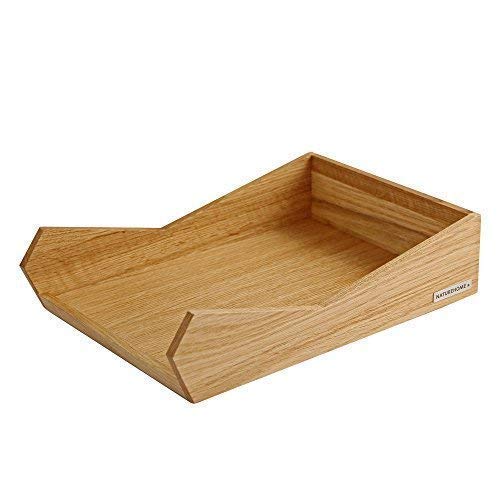 NATUREHOME Classic Briefablage Holz Eiche - 25x35x8cm liegende Aufbewahrung DIN A4 Organizer Schreibtisch Ablage für Dokumente & Briefe Ordnung in Büro Schule und Arbeitszimmer von NATUREHOME