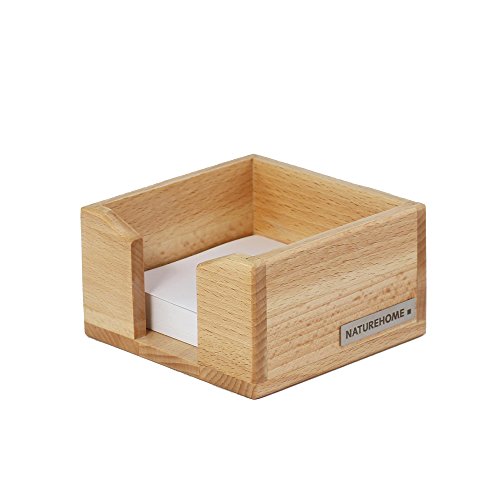 NATUREHOME Zettelbox Notizbox ECO aus massivem Buchenholz – modernes Holz Design - Zettelkasten für Notizzettel 9x9cm von NATUREHOME