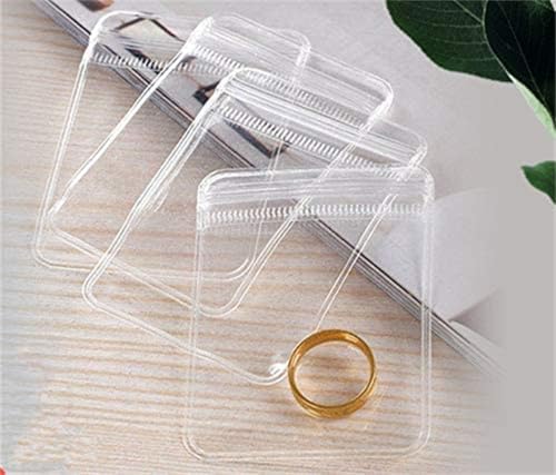 100 Stück transparente PVC-Beutel mit Reißverschluss, staubdicht, luftdicht, Schmuckbeutel, Kunststoff-Reißverschlusstasche, selbstklebende PVC-Verpackung, Organizer, Aufbewahrungsbeutel für Ringe, von NATX