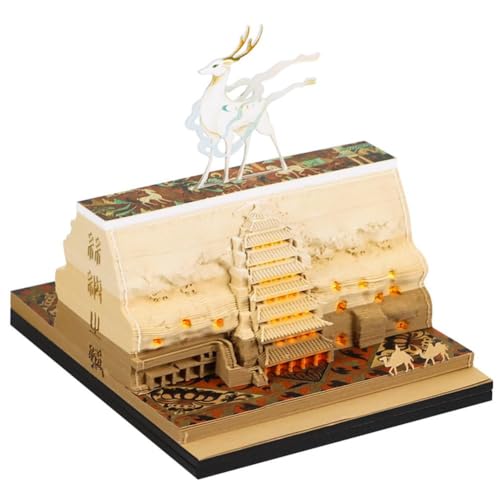 3D Tischkalender 2025, 3D Dunhuang Kultur- und Papierskulpturenkalender Abreißstück D Kalender, Notizblock, Zeit von NAUXIU