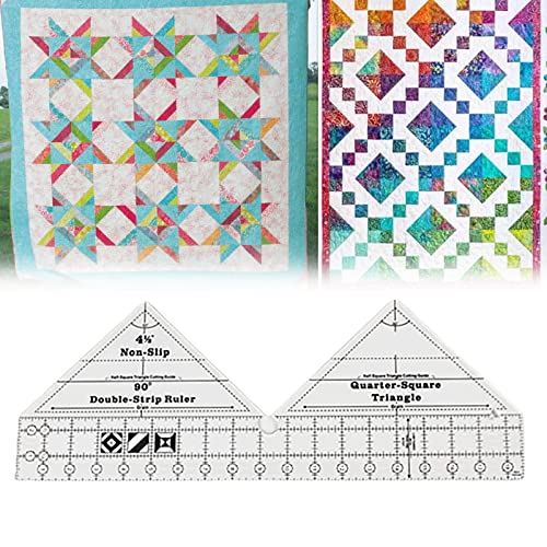 NAUXIU 90 Degree Double Strip Quilt Ruler,Patchwork Lineal Nähen,Quilt Ruler Set,sew Ruler, Näh Lineal Muster, Quilten Lineale, Stoffe Lineal, Template Ruler,DIY-Werkzeuge Für Einfache Quilt-Designs von NAUXIU