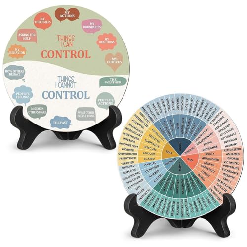 NAUXIU Emotionales Rad-Diagramm aus Holz, Emotionale Radtherapie, beruhigende Emotionen, Raddekoration, Diagramm, Schreibtisch, emotionale Regulierung, geistig für Männer, Schule, Therapiekissen, von NAUXIU