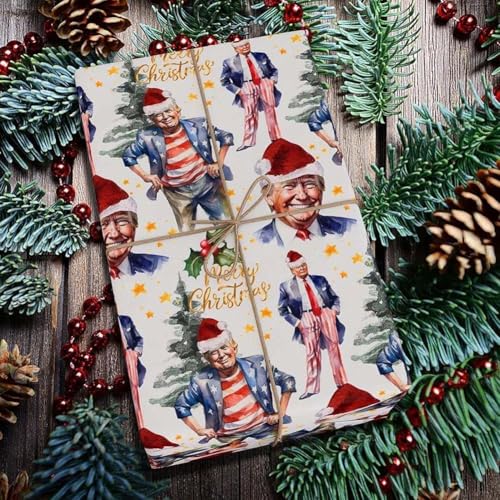 NAUXIU Tru*p Geschenkpapier für Weihnachten, Präsident Donald Paper, 2024 Gift Us Elect Wrapping Presidential von NAUXIU